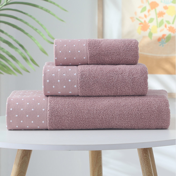 Ins-Style Polka Dot Cotton Towel Set